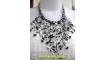 Squins Fashion Necklaces Casandra Black and White with Stone